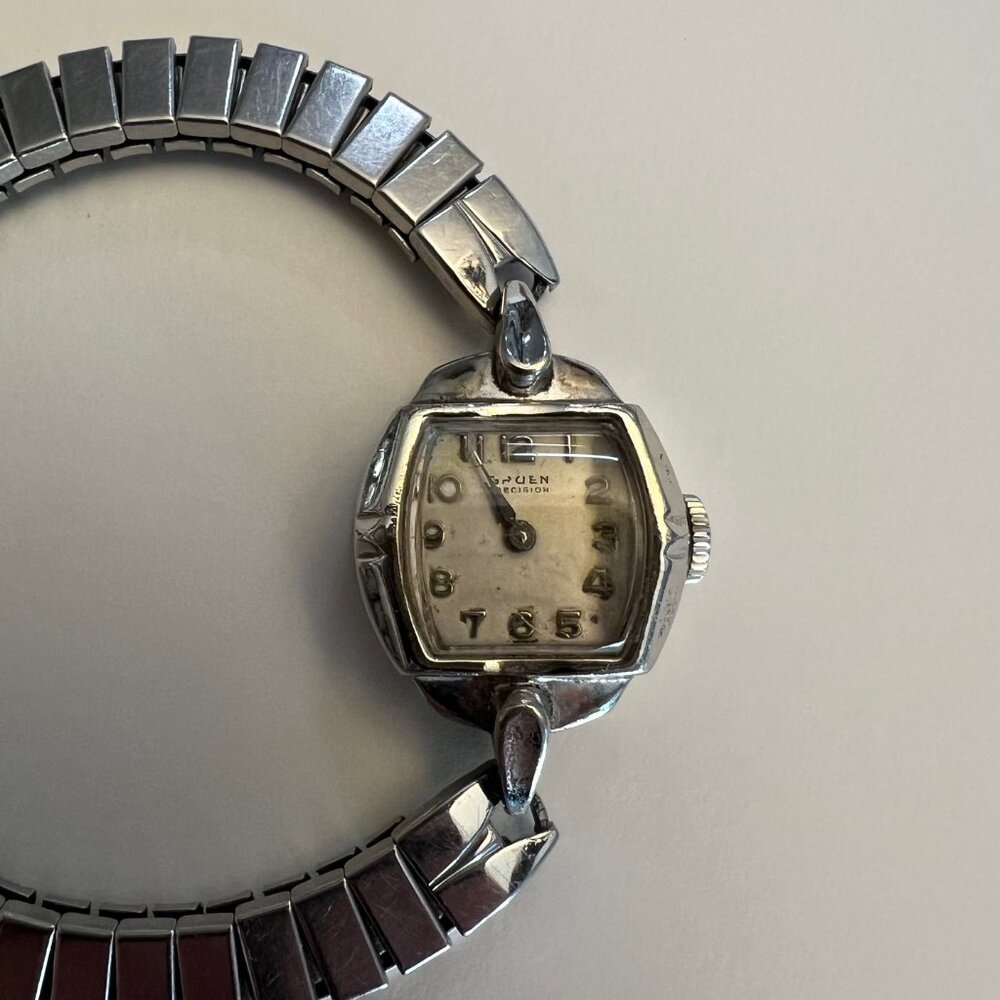 Vintage Gruen Precision Automatic Watch 10K White Gold